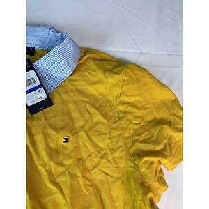 Tommy Hilfiger Heritage Polo Shirt Top Mustard Yellow‎ Striped Collar XL